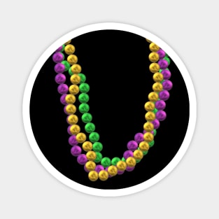 Mardi Gras Bead Necklaces in Purple, Green and Gold (Black Background) Magnet